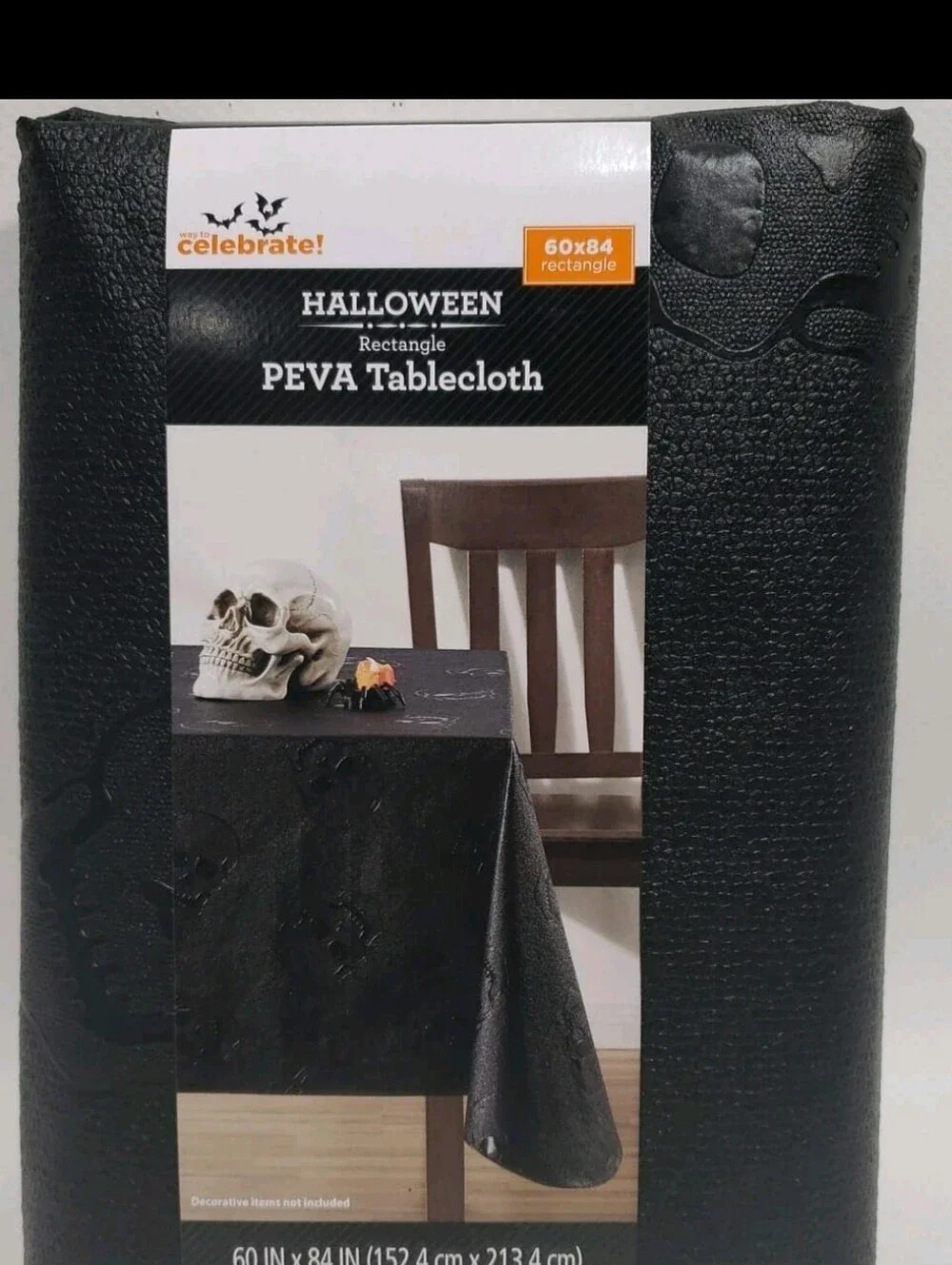 Way To Celebrate Halloween Spooky Skull Peva Tablecloth, Gothic Décor 60